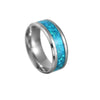 Titanium Steel Jewelry Rings Bracelets Blue Imitation Opal Dripping Oil Style Unisex