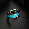 Titanium Steel Jewelry Rings Bracelets Blue Imitation Opal Dripping Oil Style Unisex