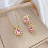Titanium Steel Jewelry Set Geometric Style Water Drop Bow Electroplated For Women