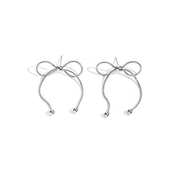 Titanium Steel Jewelry Set With Bowknot Tassel Round Bead Design And Electroplating For Women