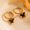 Titanium Steel Jewelry Set With Butterfly And Plant Flowers Pattern For Women Include Necklace Earrings And Bracelet