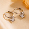 Titanium Steel Jewelry Set With Butterfly And Plant Flowers Pattern For Women Include Necklace Earrings And Bracelet