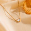 Titanium Steel Jewelry Set With Butterfly And Plant Flowers Pattern For Women Include Necklace Earrings And Bracelet