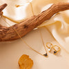 Titanium Steel Jewelry Set With Butterfly And Plant Flowers Pattern For Women Include Necklace Earrings And Bracelet