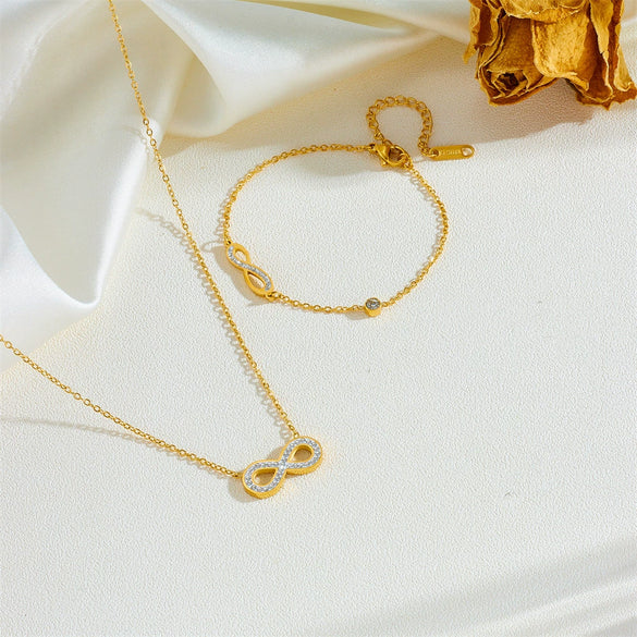 Titanium Steel Jewelry Set With Diamonds Geometric Style Bamboo Chain For Women