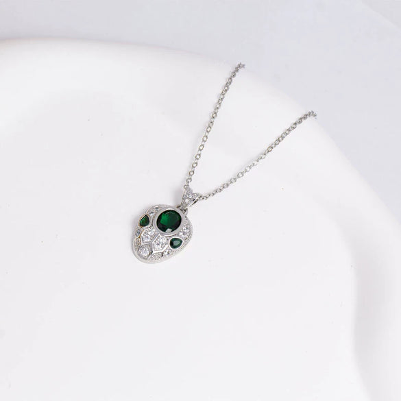 Titanium Steel Jewelry Set With Emerald Gemstone Pendant Animal Zodiac Pattern Electroplated For Women