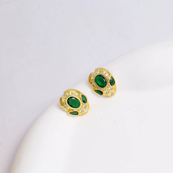 Titanium Steel Jewelry Set With Emerald Gemstone Pendant Animal Zodiac Pattern Electroplated For Women