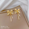 Titanium Steel Jewelry Set With Geometric Bow Tassel And Electroplating For Women
