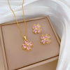 Titanium Steel Jewelry Set With Geometric Pattern For Women Light Luxury Electroplated Four Leaf Flower Design