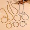 Titanium Steel Jewelry Set With Threestrand Woven Stainless Steel Multilayer Design And Geometric Style Set With Diamonds