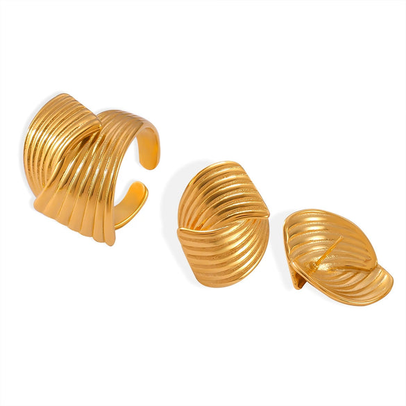 316L Stainless Steel Jewelry Suit Handpolished Multilayer Texture Chain Pattern Electroplating Design For Women