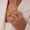 316L Stainless Steel Jewelry With Love Bell Water Drop Pattern French Retro Style Electroplated