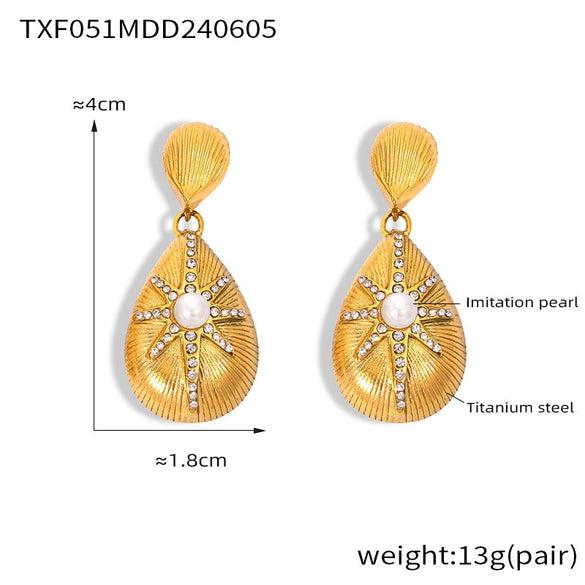 316L Stainless Steel Jewelry With Love Bell Water Drop Pattern French Retro Style Electroplated