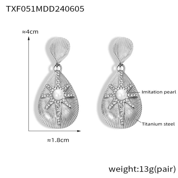 316L Stainless Steel Jewelry With Love Bell Water Drop Pattern French Retro Style Electroplated