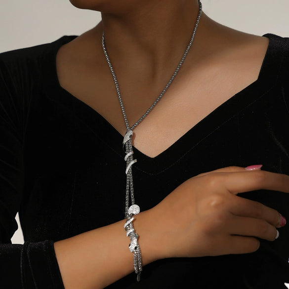 316L Stainless Steel Jewelry With Spirit Snake Design Double Layer Chain Electroplated Style For Unisex