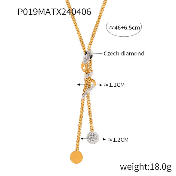 316L Stainless Steel Jewelry With Spirit Snake Design Double Layer Chain Electroplated Style For Unisex