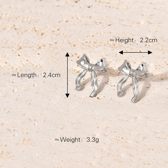 Titanium Steel 18K Electroplated Geometric Bowknot Women's Earrings