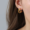 316L Stainless Steel 18K Gold Electroplated Diamond Ushape Geometric Women's Earrings