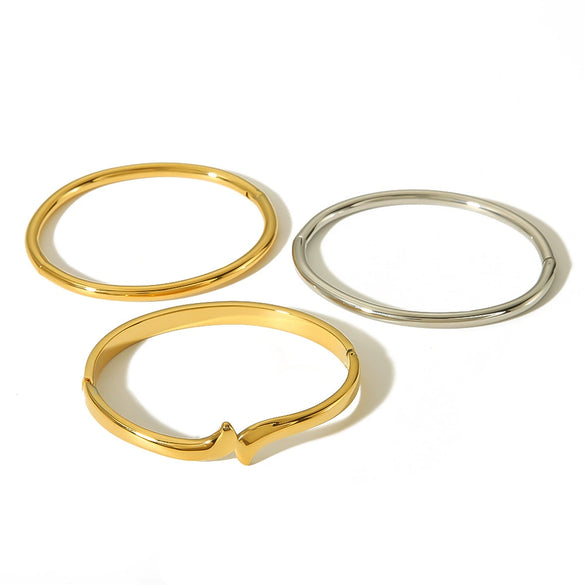 Titanium Steel 18K Gold Electroplated Simple Geometric Adjustable Bracelet For Girls