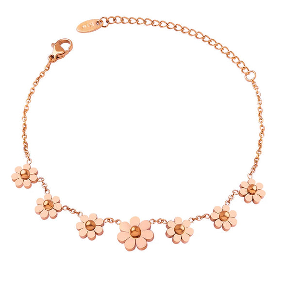 316L Stainless Steel 18K Gold Plated Flower Daisy Women's Bracelet With Electroplating Design