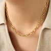 316L Stainless Steel 18K Gold Plated Hiphop Fashion Interlocking Chain Necklace And Bracelet Set