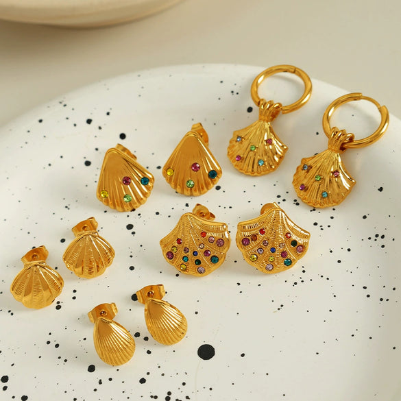 316L Stainless Steel 18K Gold Plated Ocean Style Women's Earrings Jewelry With Electroplating Design