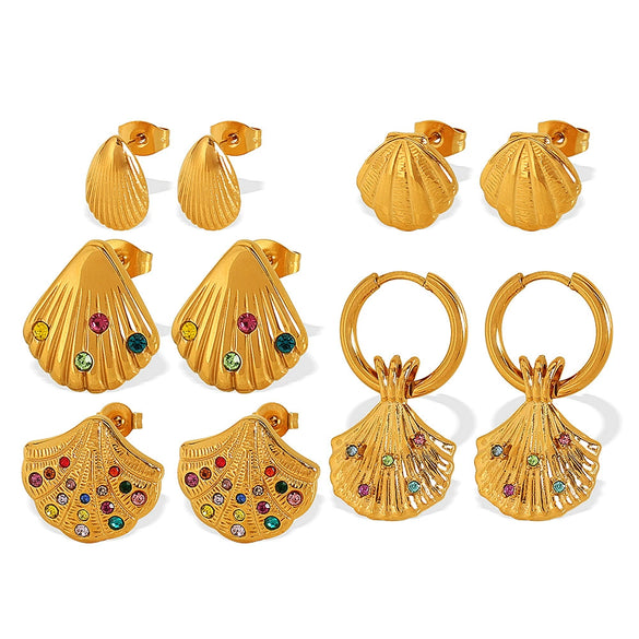 316L Stainless Steel 18K Gold Plated Ocean Style Women's Earrings Jewelry With Electroplating Design