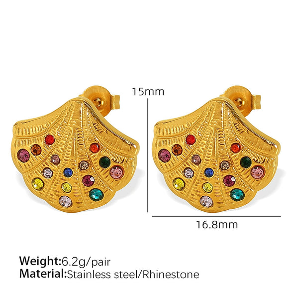 316L Stainless Steel 18K Gold Plated Ocean Style Women's Earrings Jewelry With Electroplating Design
