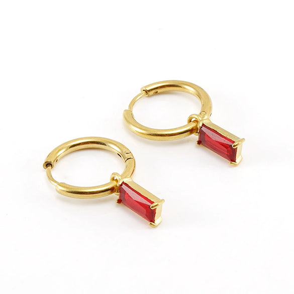 316L Stainless Steel 18K Gold Plated Square Geometric Drop Shape Earrings For Women