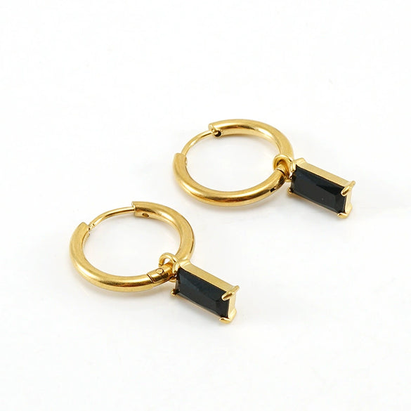 316L Stainless Steel 18K Gold Plated Square Geometric Drop Shape Earrings For Women
