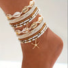 Titanium Steel 18K Gold Square Shell Bead Geometric Style Women's Anklet