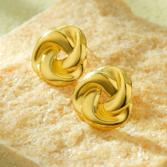 Titanium Steel 18K Gold Stainless Steel Retro Braided Circulation Women's Earrings With Electroplating Treatment