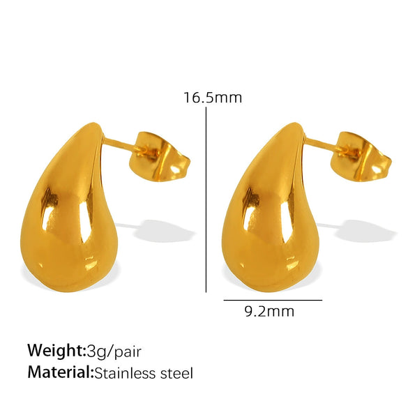 316L Stainless Steel 18K Goldplated Water Drop Earrings Fashionable And Simple Design Electroplated