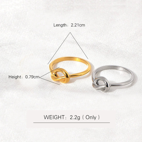 Titanium Steel Knotted Heart And Ushaped Retro Geometric Unisex Tail Ring Electroplated