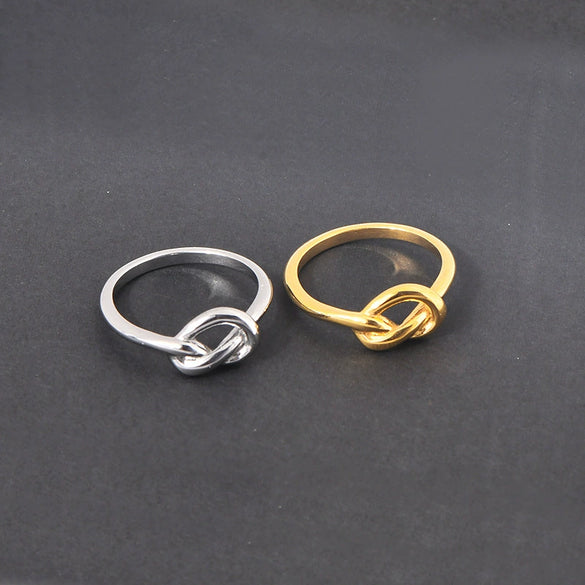 Titanium Steel Knotted Heart And Ushaped Retro Geometric Unisex Tail Ring Electroplated