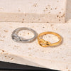 Titanium Steel Knotted Heart And Ushaped Retro Geometric Unisex Tail Ring Electroplated