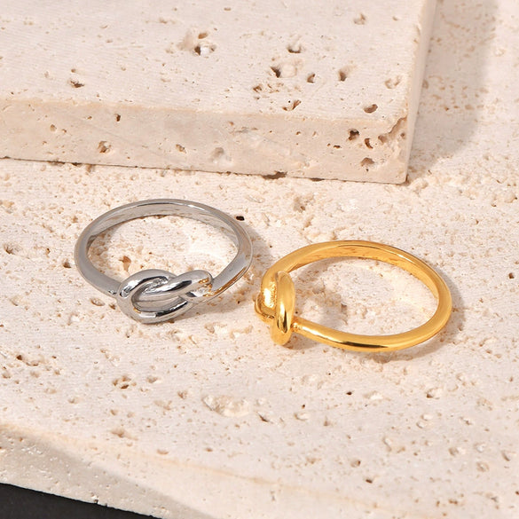 Titanium Steel Knotted Heart And Ushaped Retro Geometric Unisex Tail Ring Electroplated