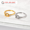 Titanium Steel Knotted Heart And Ushaped Retro Geometric Unisex Tail Ring Electroplated