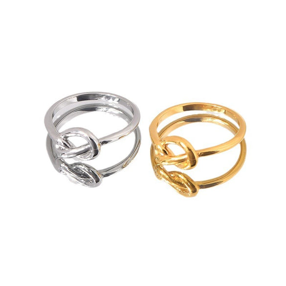 Titanium Steel Knotted Heart And Ushaped Retro Geometric Unisex Tail Ring Electroplated
