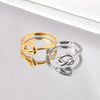 Titanium Steel Knotted Heart And Ushaped Retro Geometric Unisex Tail Ring Electroplated