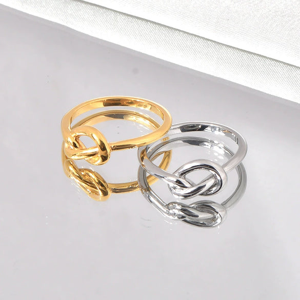 Titanium Steel Knotted Heart And Ushaped Retro Geometric Unisex Tail Ring Electroplated