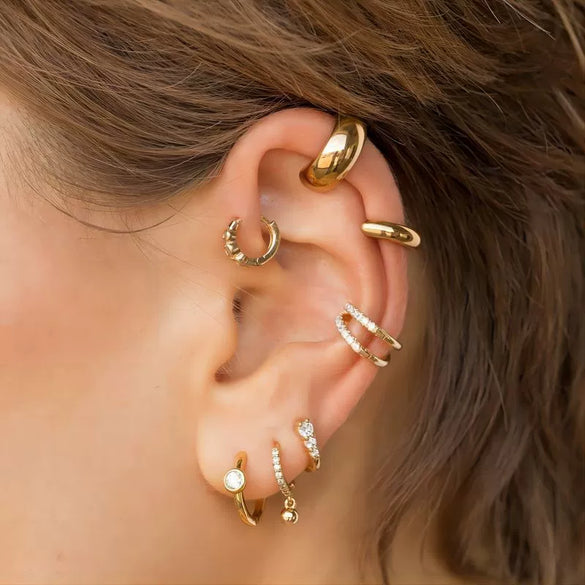 Titanium Steel Ladies Cshaped Ear Clip With Letters Numbers Text Pattern And Electroplating Treatment