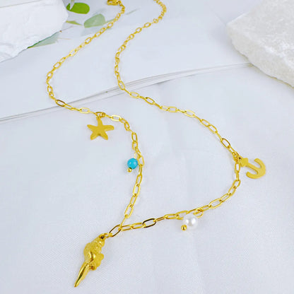 Wholesale Jewelry Lady Star Dolphin 304 Stainless Steel Plating Necklace