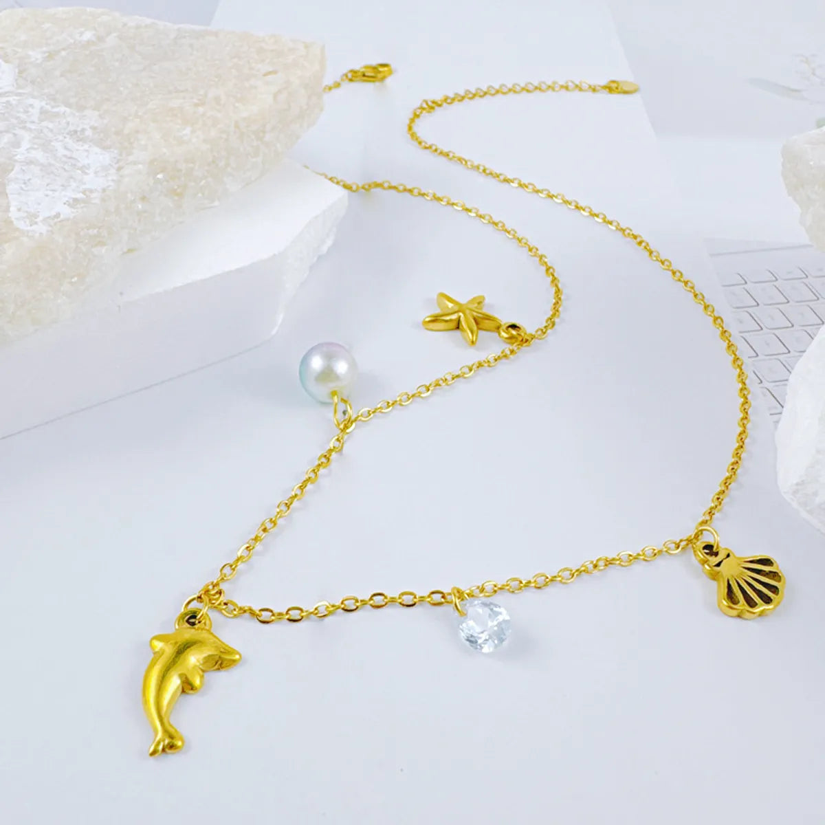 Wholesale Jewelry Lady Star Dolphin 304 Stainless Steel Plating Necklace