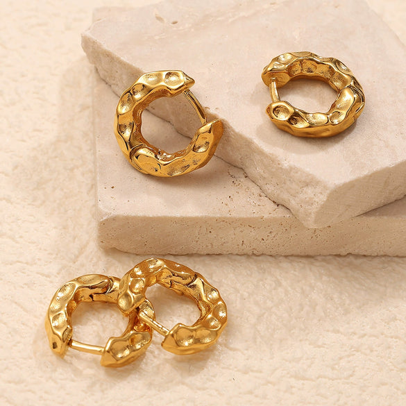 316L Stainless Steel Lava Ear Buckle Earrings With Electroplating Treatment For Women