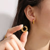 316L Stainless Steel Lava Ear Buckle Earrings With Electroplating Treatment For Women