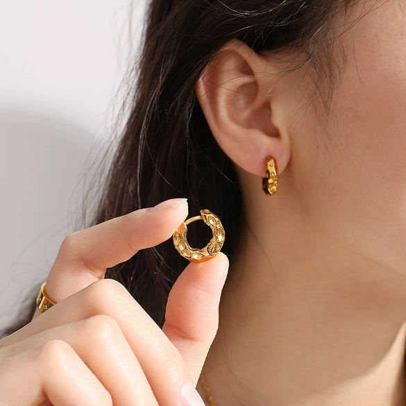 316L Stainless Steel Lava Ear Buckle Earrings With Electroplating Treatment For Women