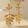 316L Stainless Steel Leaf Geometric Earrings For Women Electroplated Retro Cold Style