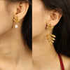 316L Stainless Steel Leaf Geometric Earrings For Women Electroplated Retro Cold Style