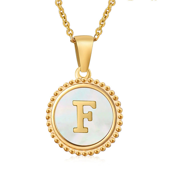 316L Stainless Steel Letter Coin Necklace 18K Gold Plated Women's Fashion